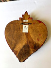 Large Handmade Wood Sacred Heart Milagro Miracle Mexico Ex Voto Charm Red W Gold