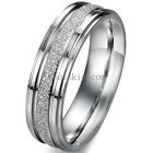 Silver Frosted Stainless Steel Love Promise Ring Couple Engagement Wedding Band