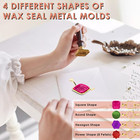 4 Metal Wax Seal Kit With Round Flower Square Hexagonal Shapes For Wax Seal Stam