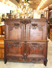 French Antique Carved Normandy Oak Louis Xv Style Full Size Bed