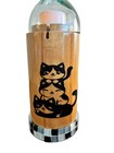    the Purrfect Stack  Handcrafted Teak Wood   Glass Candle Holder