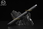 Sharp Edge Tanto Spring Steel Japanese Samurai Black Sword Pu Leather Scabbard