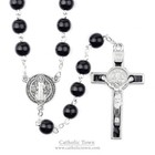 Catholic Rosary Necklace Saint Benedict Medal And Cross Crucifix  Rosgpsb-blk