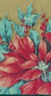 Two Individual Napkins Christmas Poinsettia Flowers Gold Lunch Decoupage  460 