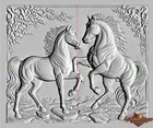 Rearing Horses Stl File For Cnc Router   3d Horse Relief Wall Art Model   Aspire