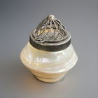 Antique Mop Vermillion hindu Kumkum Jar Ornate Silver Lid Handmade India