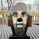 Aztec Death Mask W semi Precious Gemstone And Abalone Freestanding 8   