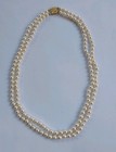Vtg Freshwater Cultured Pearl Double Strand 6 Mm Necklace W 14kt Gold Clasp 32 1
