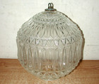 Vintage Round Clear Cut Glass Lamp Shade Hanging Swag Chained Ceiling Light