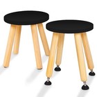  Wooden Step Stool For Kids And Toddlers - Set Of 2 - Black - Extendable Legs 