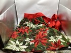 Vintage Christmas Apron  Red   White Poinsettias  Brown Pinecones  Green Plants
