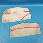 2 Vtg Wwii Era Khaki Garrison Caps Military Spots Stains Tears