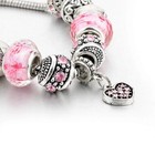 Pandora Silver Bracelet With Crystal Heart And Love European Charms