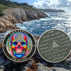 Aa 1-65 Years Custom Sobriety Coin Silver Skull Alcoholics Anonymous Medallions