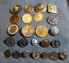 24 Vintage Antique Metal Picture Buttons Mostly People