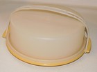 Tupperware Cake Pie Keeper Carrier 719-1 Harvest Gold W handle