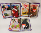 Lot Of 3 Mcdonald   s Toys - Teenie Beanie Babies Rex  Bronty   Steg Dinos - 1999