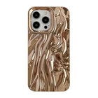 Caseative For Iphone 16 Pro Case pleated Water Ripple Chrome Wave Pattern Gold