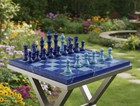 Handmade Lapis Lazuli Chess Set     Luxury Blue Stone Board   Carved Pieces