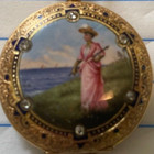 Remontoir Antique Art Nouveau 18k Gold Pearl Enamel Pocket Watch  6 Stones