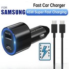 Genuine Samsung 45w 15w Dual Car Charger Super Fast Charging 2 0 Usb C A W cable