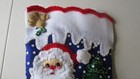 Christmas Stocking Felt Hand Stitched Sledding With Santa  Finished