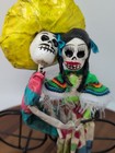 Folk Art Day Of The Dead Sculpture Couple Riding A Bike Colorful