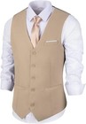 Mens V Neck Suit Vest Formal Waistcoat For Wedding Business Party Casual Outfit