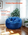 3 Feet Round Bean Bag Chair Kids With Removable Cover   Dutch Velvet Blue