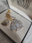 Vtg Nolan Miller Large 4  Pave crystal Rose Pin Brooch 4  W  Box   Coa  mint 