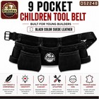 Graintex 9 Pocket Children Tool Belt Yellow Color Suede Leather Kids Real Tool
