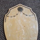 4 Piece Art Deco Vanity Dresserset Mirror 14 x 5 3 4  Lids 4 1 4  Colored Stones