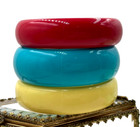 1980s Old Plastic Vintage Bangle Bracelet Set Of 3 Red Blue Yellow Retro Fab Fun
