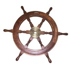 24  Authentic Wooden Steering Ship Wheel Pirate Vintage Boat Brass Dark Wood