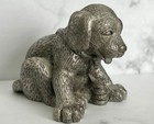 Vintage Labrador Puppy Pewter Figurine Paperweight Signed Fort 4 5 Oz 1980s