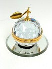 Vintage Swarovski Crystal Apple  Gold Tone Accent  Photo Frame  Mirror Base
