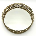 Vintage Hollywood Recency Gold Tone Filigree Oval Vanity Mirror Tray 12   X 9 5 