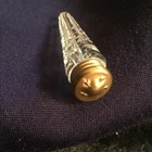 Antique Cut Crystal Scent perfume Bottle With Brass Top Victorian 2 5 