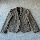 New J crew Jacket Womens 8 Brown Plaid School Boy Blazer Wool Formal Workwear