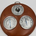 Vtg Noymer Leather Wall Weather Thermometer Barometer Hygrometer France   