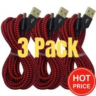 3 Pack 10ft Usb Fast Charger Cable Heavy Duty Charging Cord For Iphone 11 Xr 8 7