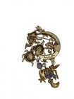 Vintage Kirk s Folly Fairy Moon Brooch Celestial Rhinestone Dangle Pin