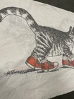 Vtg B Kliban Funky Cat W Red Shoes Pillow Case Linen Retro Tapestry 80s Usa