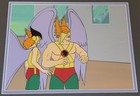 Superfriends Production Animation Cel - Hawkman   Hawkgirl Obg Background Coa