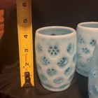 Fenton Blue Opalescent Glass Coin Dot Water Set 6 Tumblers