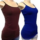  bozzolo  Plain Long Tank Top W spaghetti Straps Cotton Cami  Junior Size S M L