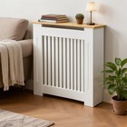 Radiator Cover White Modern Vertical Slats Wood Grill Cabinet With Mdf Wood Top