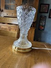 Crystal Clear 24  Lead Crystal Table Lamp Gold Base Hand Blown Cut Glass Usa