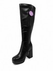 Women   s Black Knee High Platform Boots Chunky Block Heel Side Zip Comfort Insole