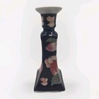 Vintage Wbi Chinese Porcelain Candlestick Holders Pair Cobalt Chinoiserie Fruit